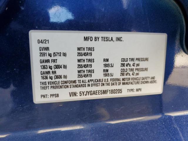 Снимка 14 от търг – 2021 TESLA MODEL Y с VIN 5YJYGAEE5MF180205