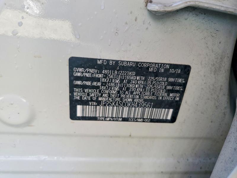 Photo 14 from auction – 2019 SUBARU FORESTER L with VIN JF2SKASC0KH439561