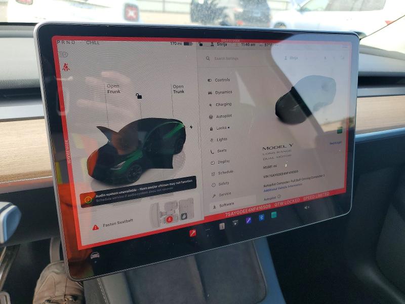 Photo 9 from auction – 2022 TESLA MODEL Y with VIN 7SAYGDEE4NF416509