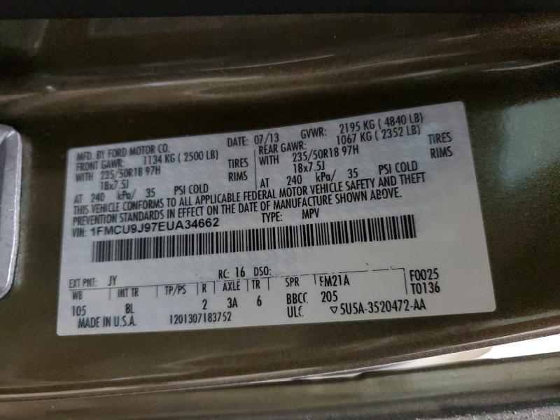 Foto 14 de la subasta – 2014 FORD ESCAPE con VIN 1FMCU9J97EUA34662