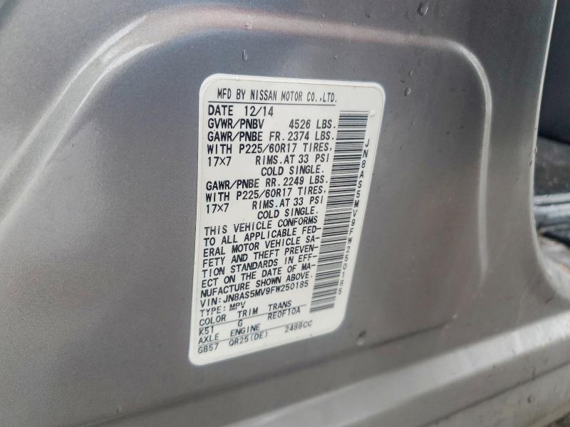 Photo 14 from auction – 2015 NISSAN ROGUE SELECT with VIN JN8AS5MV9FW250185
