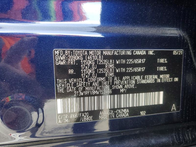 Photo 14 from auction – 2021 TOYOTA RAV4 with VIN 2T3W1RFV8MW153466