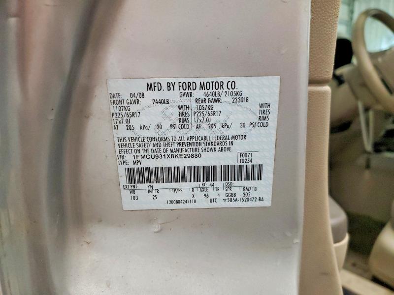 Photo 14 from auction – 2008 FORD ESCAPE with VIN 1FMCU931X8KE29880
