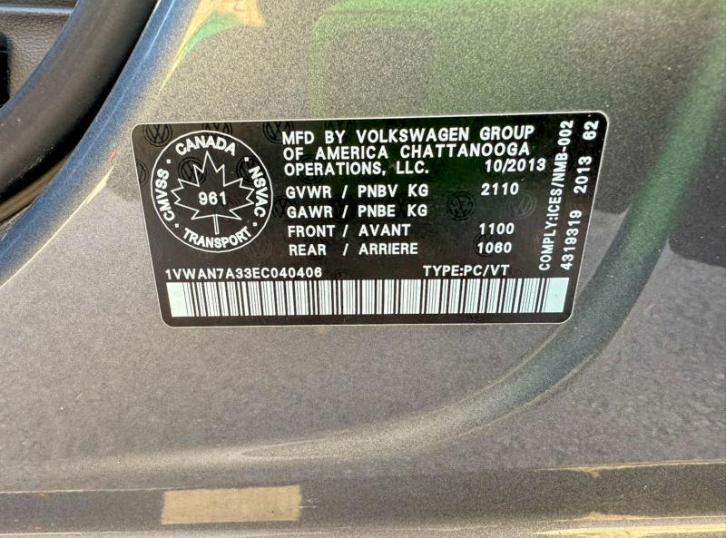 Zdjęcie 10 z aukcji – 2014 VOLKSWAGEN PASSAT z VIN 1VWAN7A33EC040406