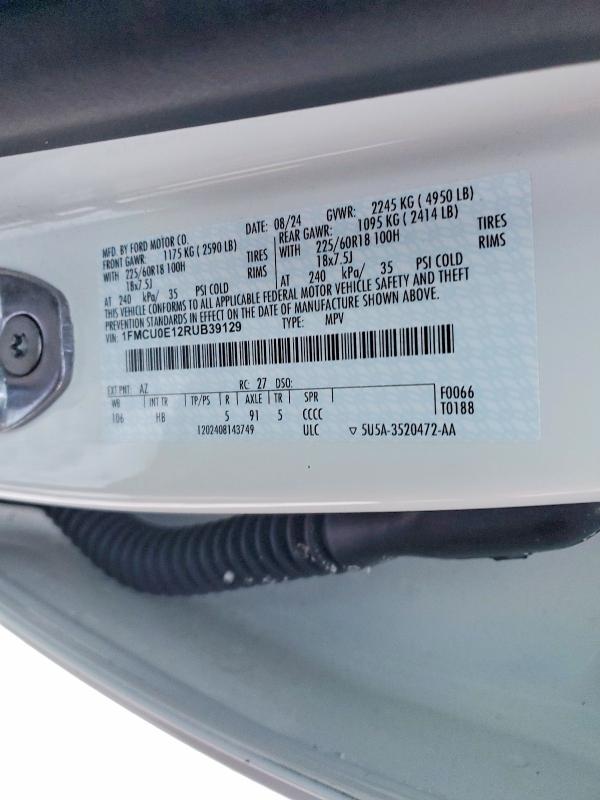 Photo 14 from auction – 2024 FORD ESCAPE with VIN 1FMCU0E12RUB39129