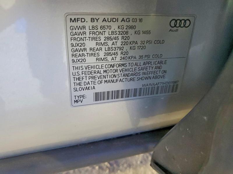 Photo 14 from auction – 2017 AUDI Q7 with VIN WA1VAAF71HD011987