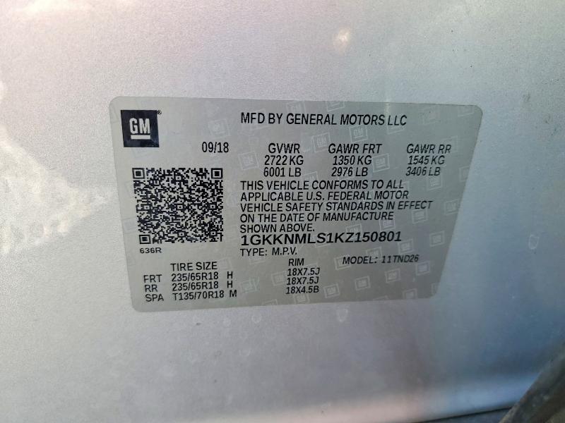 Photo 14 from auction – 2019 GMC ACADIA with VIN 1GKKNMLS1KZ150801
