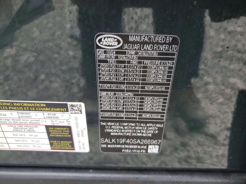 Photo 14 from auction – 2025 LAND ROVER RANGE ROVE with VIN SALK19F40SA266967