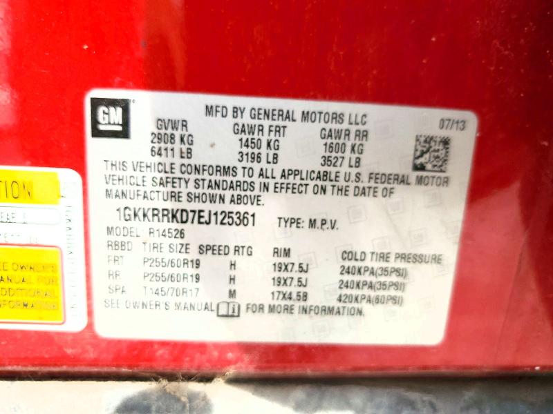 Photo 14 from auction – 2014 GMC ACADIA with VIN 1GKKRRKD7EJ125361