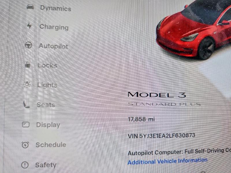 Photo 9 from auction – 2020 TESLA MODEL 3 with VIN 5YJ3E1EA2LF630873