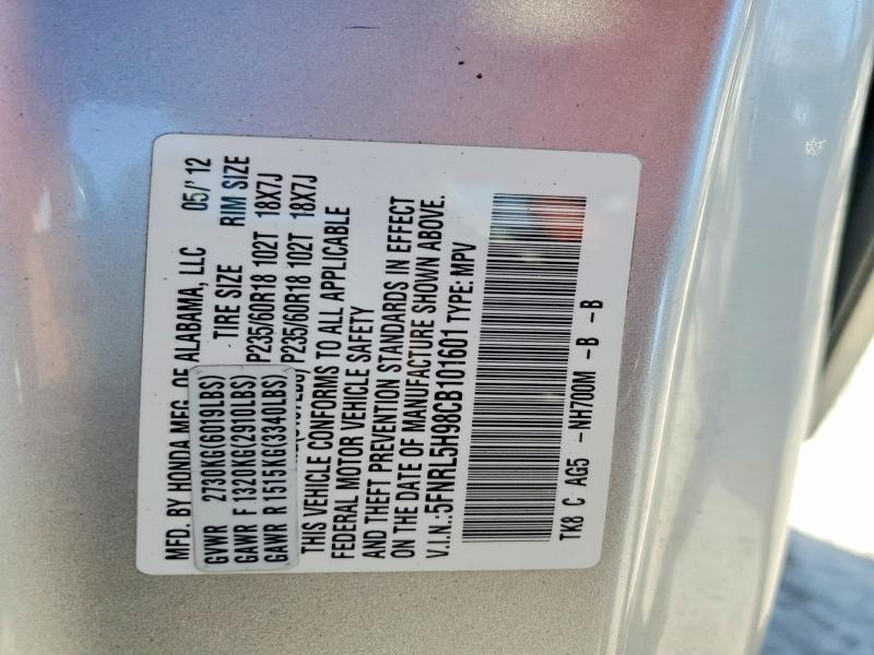 Photo 14 from auction – 2012 HONDA ODYSSEY with VIN 5FNRL5H98CB101601