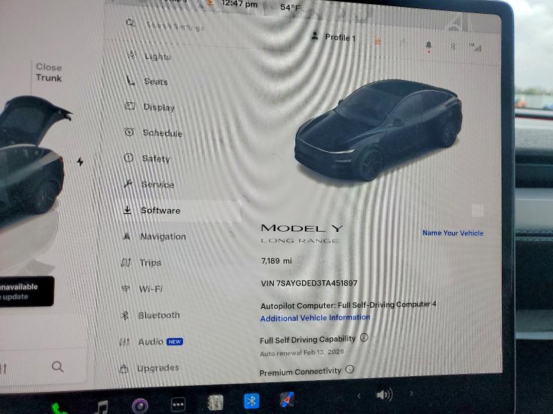 Photo 9 from auction – 2026 TESLA MODEL Y with VIN 7SAYGDED3TA451897