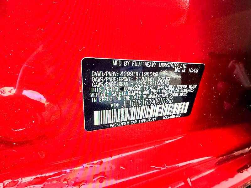 Zdjęcie 10 z aukcji – 2009 SUBARU IMPREZA 2. z VIN JF1GH61639G810360