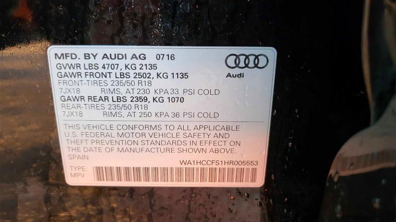 Фото 10 с аукциона – 2017 AUDI Q3 с VIN WA1HCCFS1HR005553