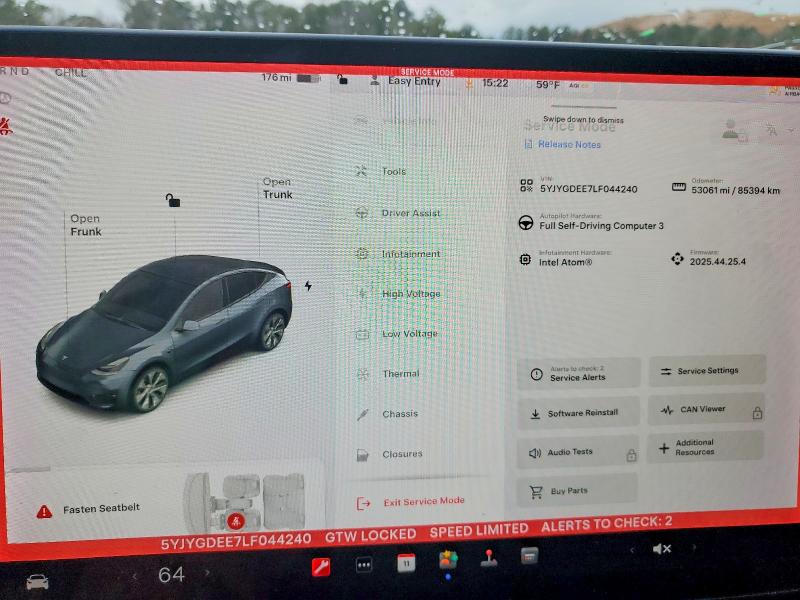 Photo 9 from auction – 2020 TESLA MODEL Y with VIN 5YJYGDEE7LF044240