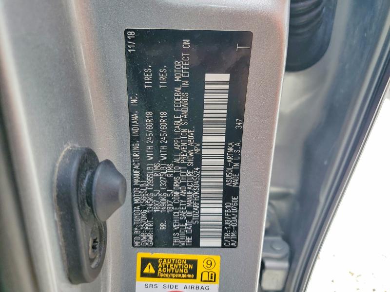 Photo 14 from auction – 2019 TOYOTA HIGHLANDER with VIN 5TDZARFH7KS045524