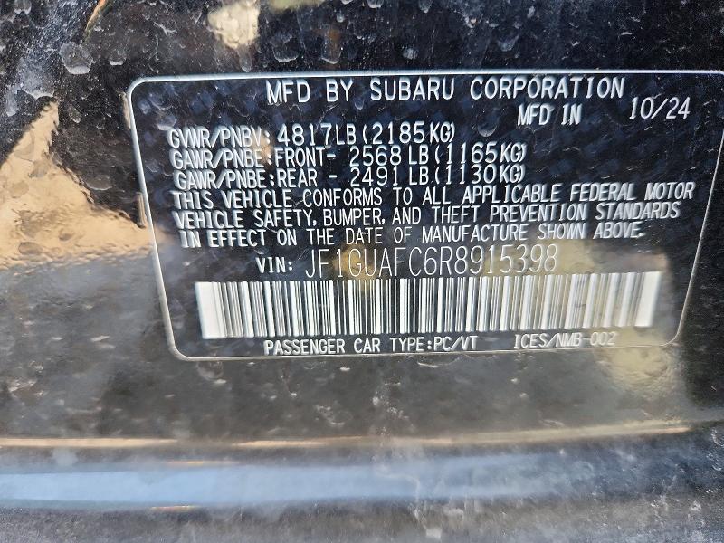 Photo 14 from auction – 2024 SUBARU IMPREZA SP with VIN JF1GUAFC6R8915398