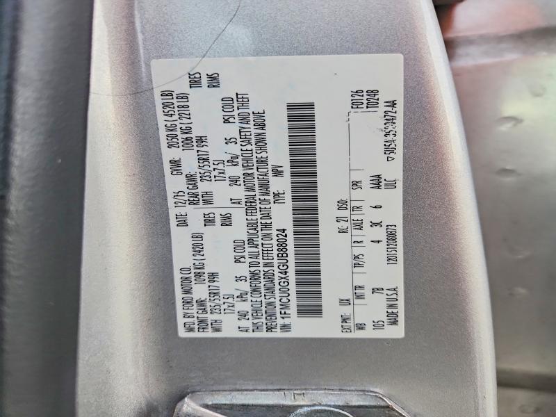 Photo 14 from auction – 2016 FORD ESCAPE with VIN 1FMCU0GX4GUB88024
