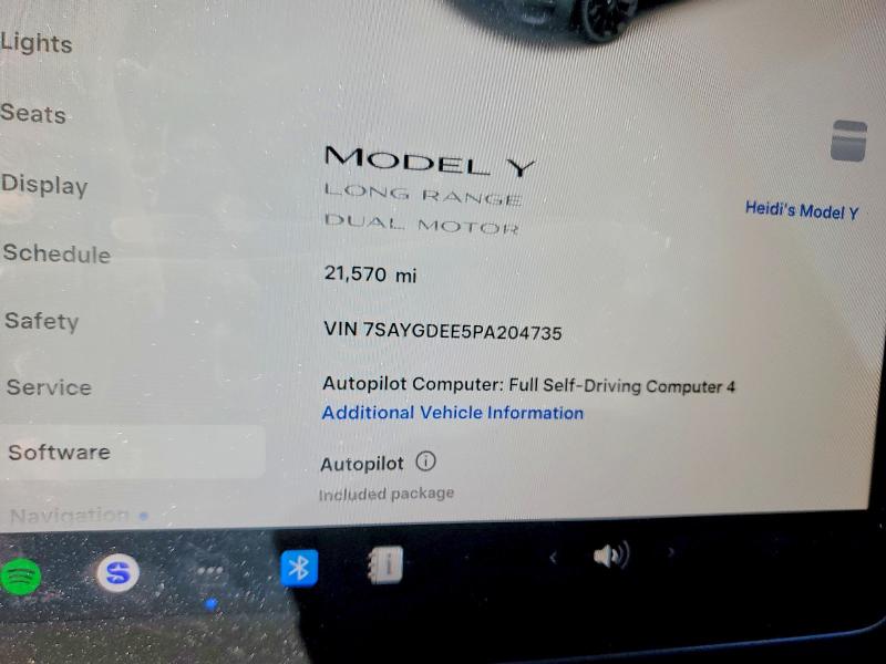 Photo 9 from auction – 2023 TESLA MODEL Y with VIN 7SAYGDEE5PA204735