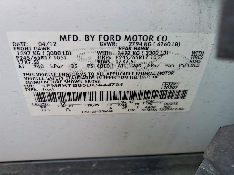 Photo 14 from auction – 2013 FORD EXPLORER with VIN 1FM5K7B85DGA44791