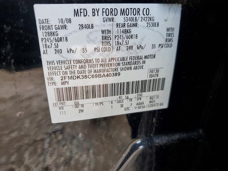 Photo 14 from auction – 2009 FORD EDGE with VIN 2FMDK38C69BA40389