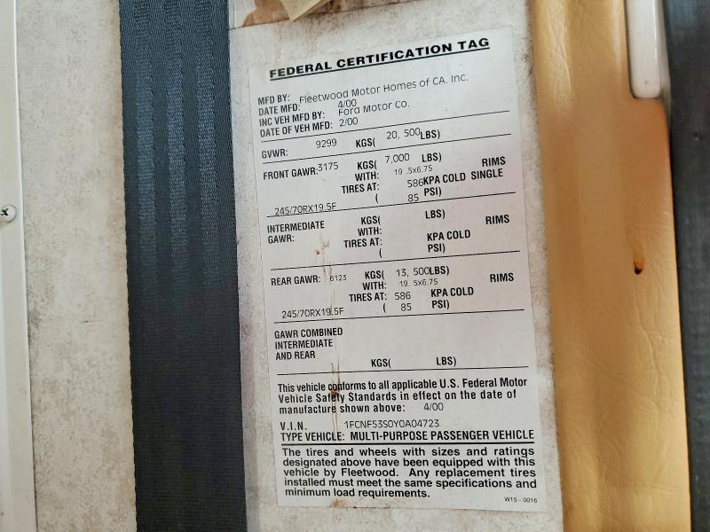 Photo 10 from auction – 2000 SWND MH with VIN 1FCNF53S0Y0A04723