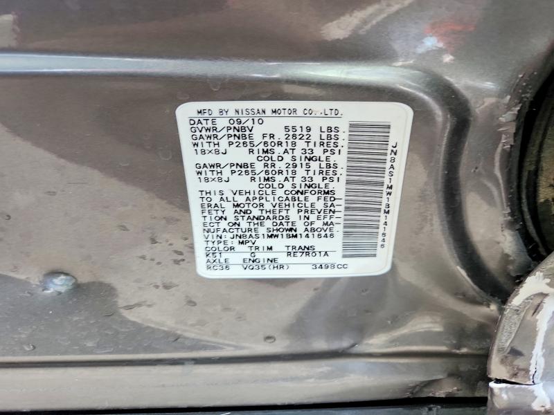 Photo 14 from auction – 2011 INFINITI FX35 with VIN JN8AS1MW1BM141646