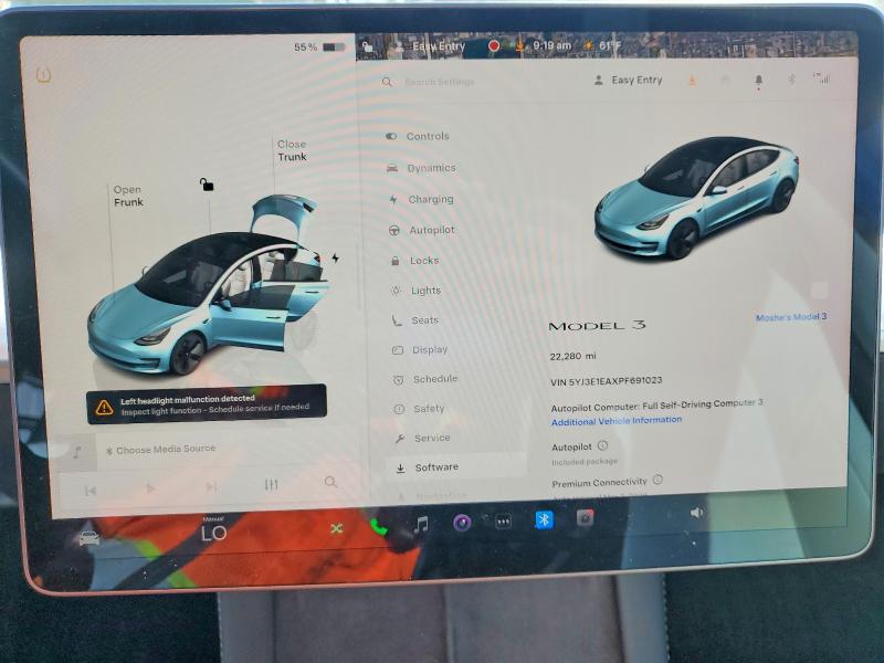 Photo 9 from auction – 2023 TESLA MODEL 3 with VIN 5YJ3E1EAXPF691023