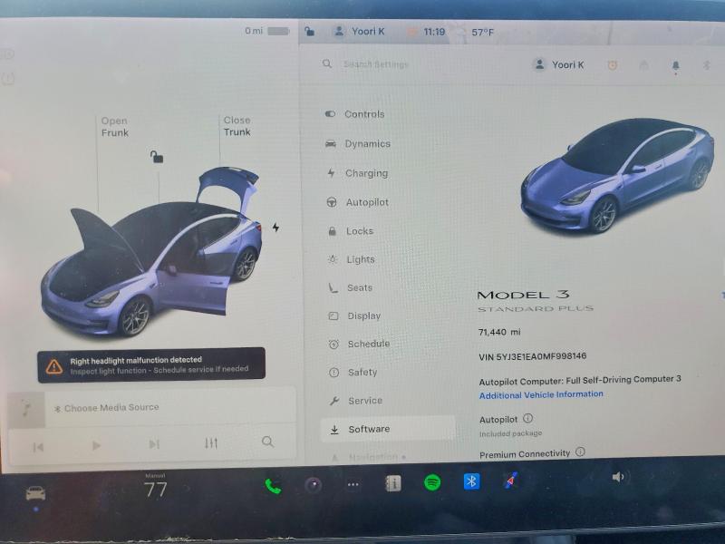 Photo 9 from auction – 2021 TESLA MODEL 3 with VIN 5YJ3E1EA0MF998146