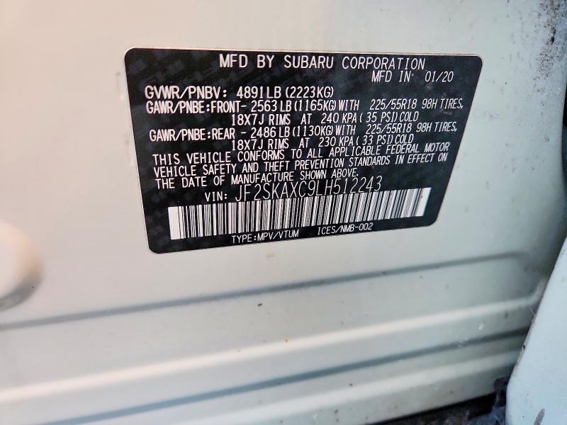 Photo 14 from auction – 2020 SUBARU FORESTER T with VIN JF2SKAXC9LH512243