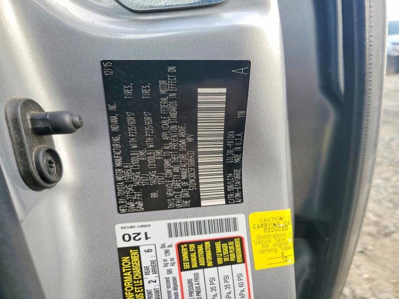 Photo 14 from auction – 2015 TOYOTA SIENNA with VIN 5TDYK3DC5FS686433