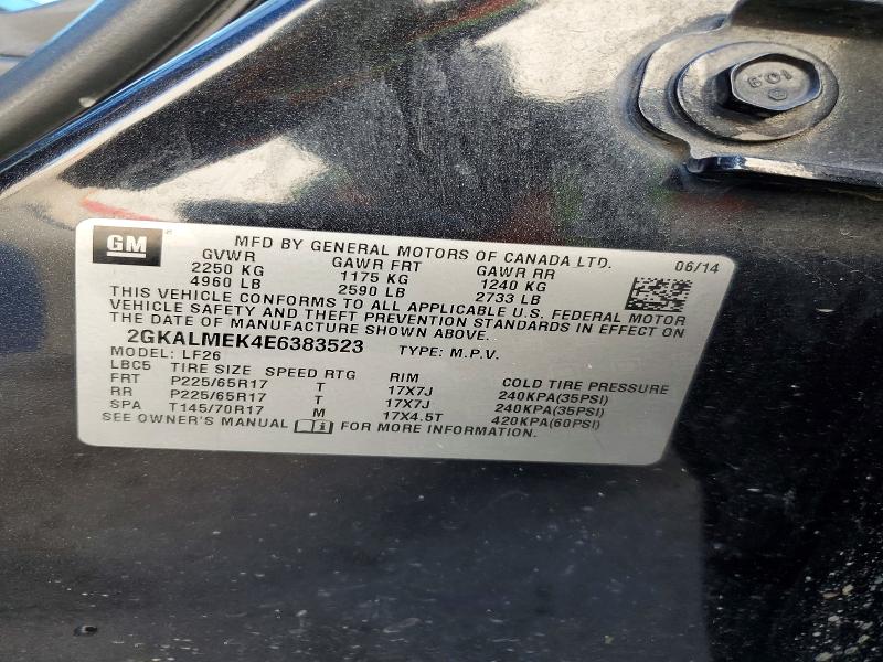 Photo 14 from auction – 2014 GMC TERRAIN SL with VIN 2GKALMEK4E6383523