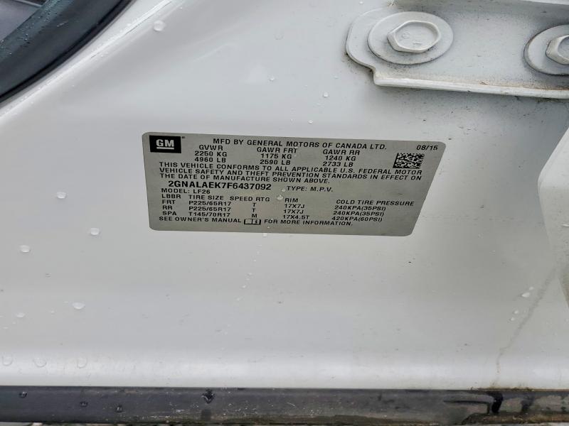 Photo 14 from auction – 2015 CHEVROLET EQUINOX with VIN 2GNALAEK7F6437092