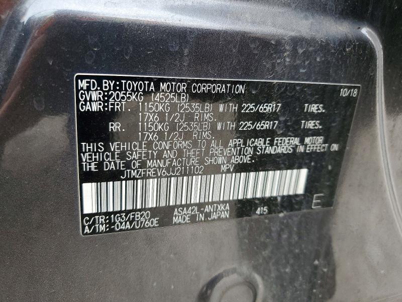 Photo 14 from auction – 2018 TOYOTA RAV4 with VIN JTMZFREV6JJ211102