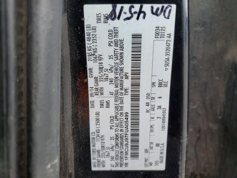 Photo 14 from auction – 2015 FORD ESCAPE with VIN 1FMCU9J97FUA05499