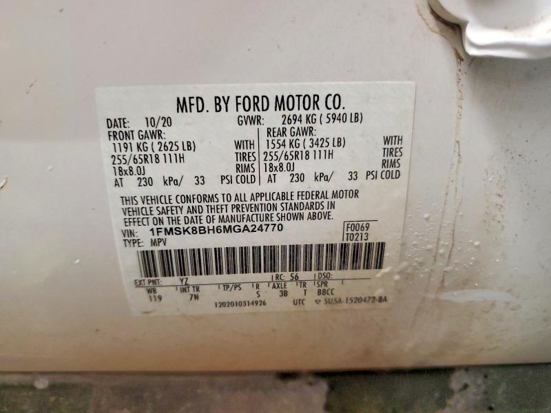 Photo 14 from auction – 2021 FORD EXPLORER with VIN 1FMSK8BH6MGA24770