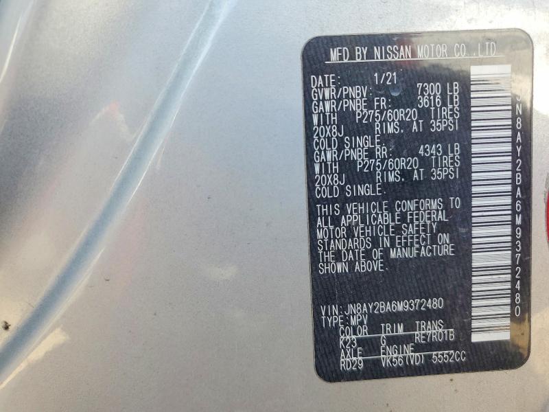 Photo 14 from auction – 2021 NISSAN ARMADA with VIN JN8AY2BA6M9372480