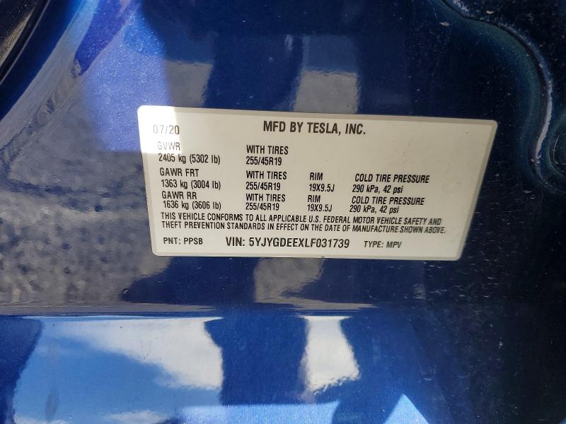Photo 14 from auction – 2020 TESLA MODEL Y with VIN 5YJYGDEEXLF031739