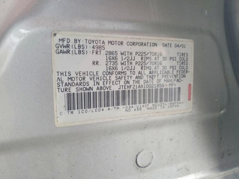 Foto 14 de la subasta – 2001 TOYOTA HIGHLANDER con VIN JTEHF21AX10021858