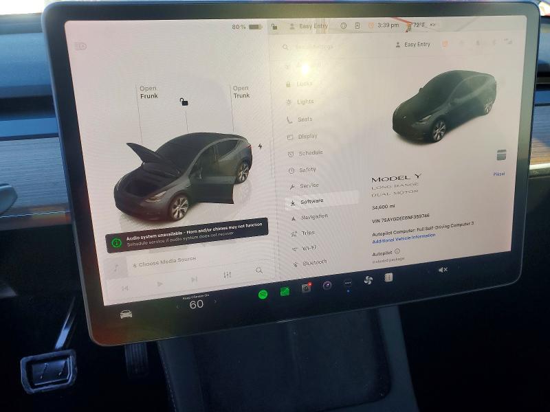 Photo 9 from auction – 2022 TESLA MODEL Y with VIN 7SAYGDEE6NF359746