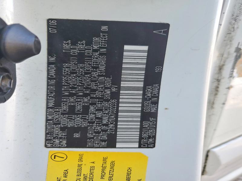 Zdjęcie 14 z aukcji – 2007 LEXUS RX 350 z VIN 2T2HK31U47C022336