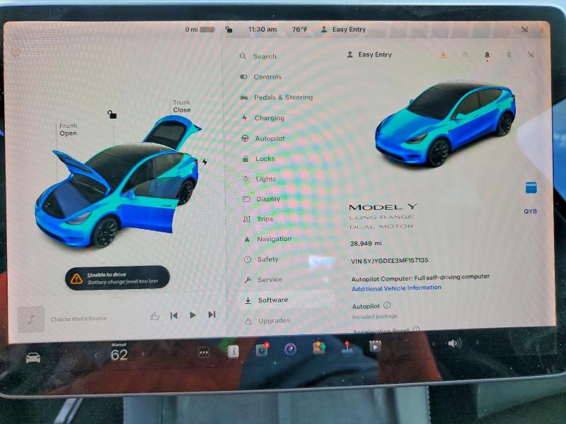 Photo 9 from auction – 2021 TESLA MODEL Y with VIN 5YJYGDEE3MF157135