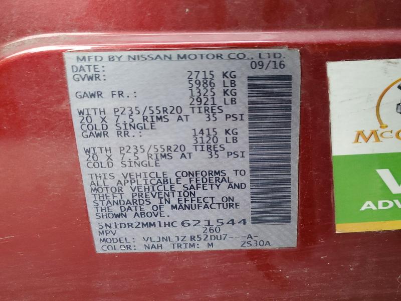 Photo 14 from auction – 2017 NISSAN PATHFINDER with VIN 5N1DR2MM1HC621544