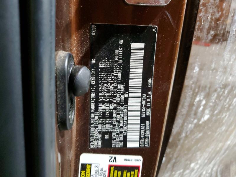 Photo 14 from auction – 2009 TOYOTA VENZA with VIN 4T3BK11A19U008472