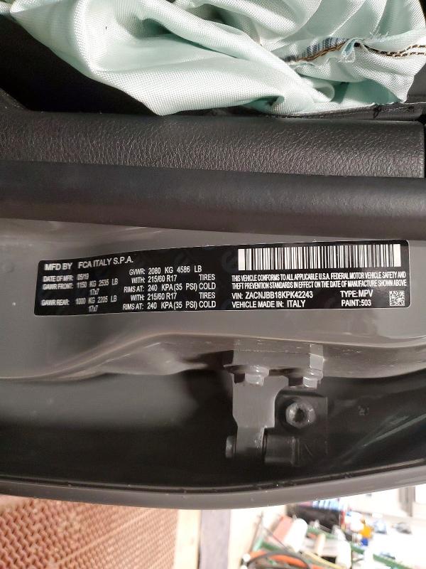 Photo 14 from auction – 2019 JEEP RENEGADE with VIN ZACNJBB18KPK42243