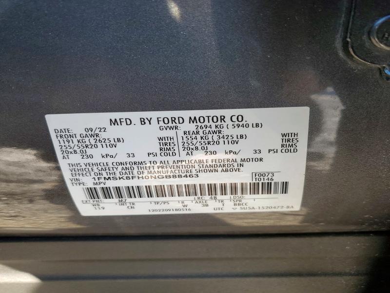 Photo 14 from auction – 2022 FORD EXPLORER with VIN 1FMSK8FH0NGB88463