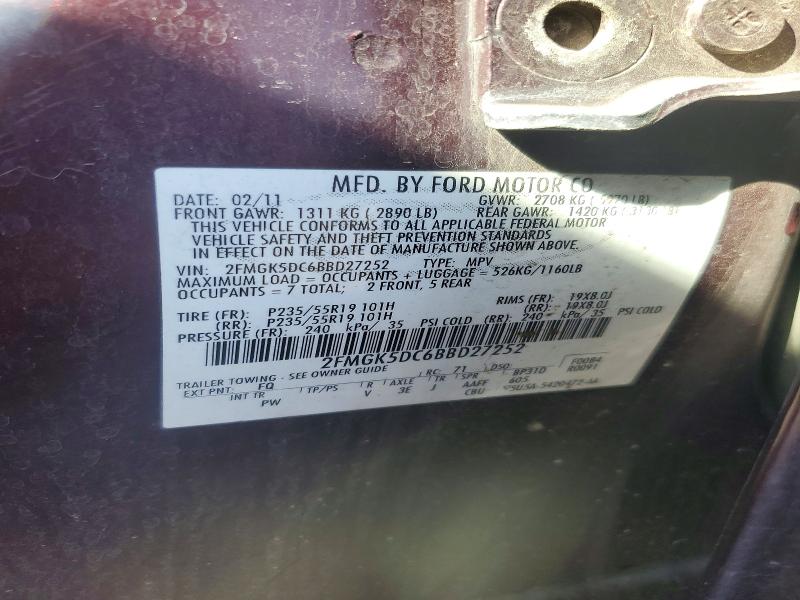 Photo 14 from auction – 2011 FORD FLEX LIMIT with VIN 2FMGK5DC6BBD27252