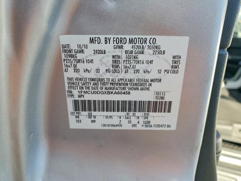 Photo 14 from auction – 2011 FORD ESCAPE with VIN 1FMCU0DGXBKA60458