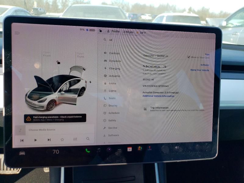 Photo 9 from auction – 2018 TESLA MODEL 3 with VIN 5YJ3E1EB7JF135543