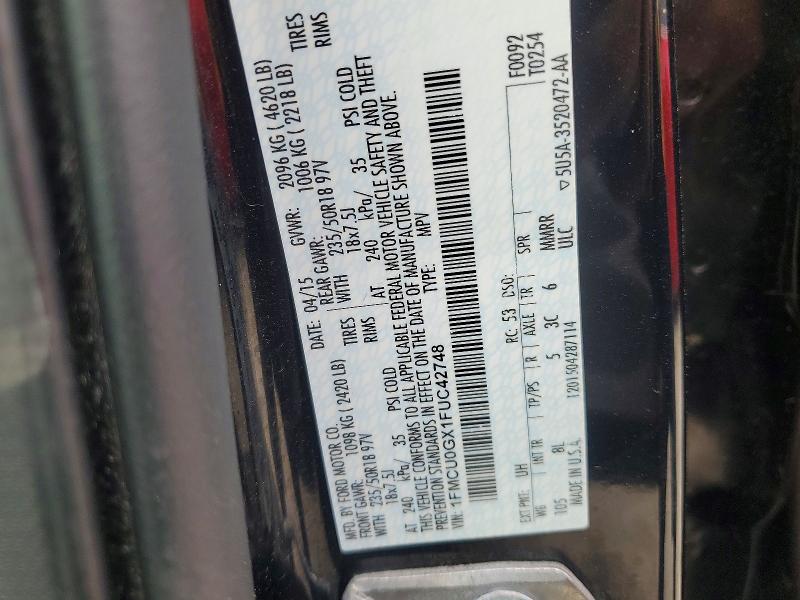 Photo 14 from auction – 2015 FORD ESCAPE with VIN 1FMCU0GX1FUC42748